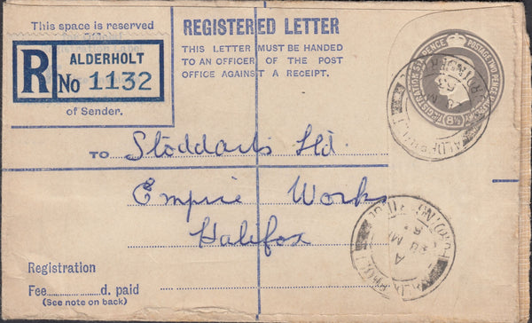 122922 1953 REGISTERED MAIL ALDERHOLT TO HALIFAX.