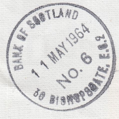 122944 1964 HIGH VALUE PACKET (HVP) PARCEL TAG SENT REGISTERED MAIL LONDON TO EDINBURGH WITH £1 CASTLE ISSUE.