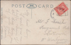 122968 1926 MAIL TO WIMBORNE WITH 'THREE LEGGED CROSS WIMBORNE' RUBBER DATE STAMP.