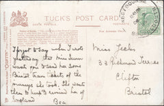 122975 1905 MAIL TO BRISTOL WITH 'WESTBOURNE BOURNEMOUTH' SKELETON DATE STAMP.