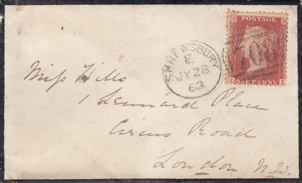 122980 PL.27 (SG40)(LI) ON MOURNING ENVELOPE FROM SHREWSBURY.