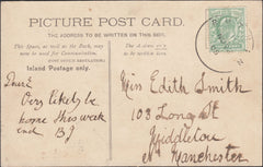 123010 1905 MAIL TO MIDDLETON (MANCHESTER) WITH 'RUTHIN' SKELETON DATE STAMP.