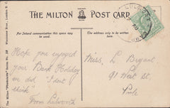 123011 1907 MAIL TO POOLE WITH 'LULWORTH CAMP' SKELETON DATE STAMP.