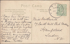 123016 1909 MAIL TO HAMPSTEAD WITH 'WAREHAM' SKELETON DATE STAMP.