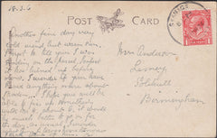 123017 1926 MAIL TO SOLIHULL WITH 'SWANAGE DORSET' SKELETON DATE STAMP.