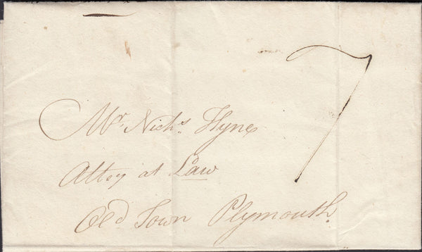 123132 1813 MAIL MEVAGISSEY TO PLYMOUTH WITH 'MEVAGISSEY' HAND STAMP (CO211).