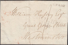 123321 1795 'HOLBN HILL - 1' RECEIVING HOUSE HAND STAMP LONDON PENNY POST (L418).