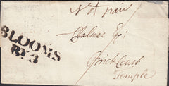 123328 1796 'BLOOMS BY 3' RECEIVING HOUSE HAND STAMP LONDON PENNY POST (L420).