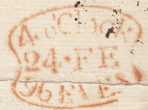 123328 1796 'BLOOMS BY 3' RECEIVING HOUSE HAND STAMP LONDON PENNY POST (L420).