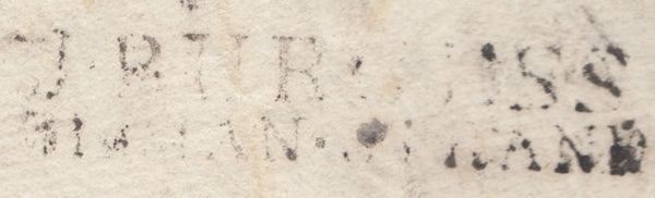 123370 1787 MAIL WOOLWICH TO BISHOPSGATE WITH 'J. BURGESS OILMAN STRAND' RECEIVER'S HAND STAMP (L382).