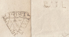 123385 1780 WRAPPER USED IN LONDON WITH WESTMINSTER DOCKWRA (L363) AND STRAIGHT LINE 'BALL' RECEIVER'S HAND STAMP.