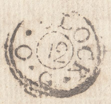 123390 1786 MAIL CORPUS CHRISTI COLLEGE OXFORD TO LONDON WITH 'R. MASON' RECEIVER'S HAND STAMP.
