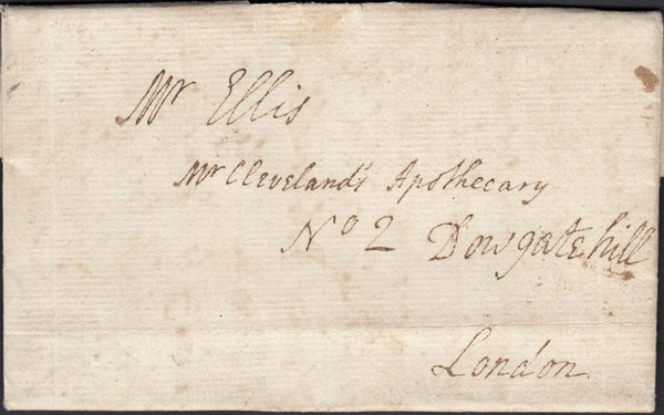 123390 1786 MAIL CORPUS CHRISTI COLLEGE OXFORD TO LONDON WITH 'R. MASON' RECEIVER'S HAND STAMP.