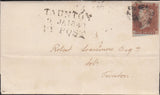 123414 1842 MAIL STOGUMBER (SOMERSET) TO TIVERTON WITH 'TAUNTON PY POST' HAND STAMP (SO809).