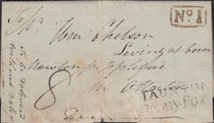 123417 1828 PART WRAPPER TAUNTON TO DEVON WITH TAUNTON PENNY POST.