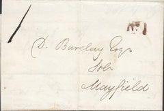 123422 1838 MAIL EAST HOATHLY (SUSSEX) TO MAYFIELD WITH 'UCKFIELD PY POST' HAND STAMP (SX1238).