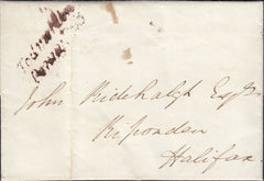 123435 1843 ENTIRE EASTWOOD TODMORDEN TO HALIFAX WITH 'TODMORDEN PENNY POST' HAND STAMP (YK2988).