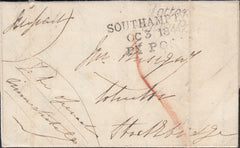 123437 1840 MAIL USED IN HAMPSHIRE WITH 'TOTTON PENNY POST' (HA1420) AND 'SOUTHAMPTON PY POST' (HA1333).