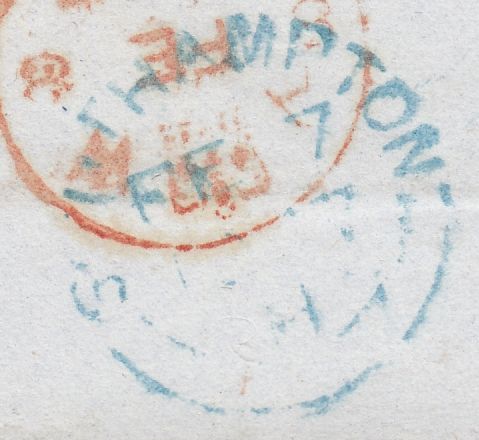 123439 1847 MAIL TO LONDON WITH 'TOTTON PENNY POST' HAND STAMP (HA1420).
