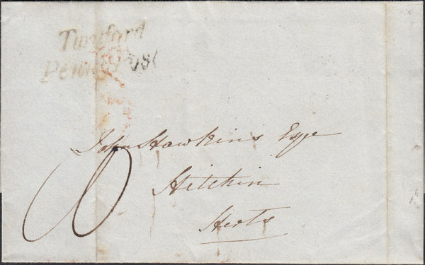 123444 1839 MAIL TWYFORD (HANTS) TO HITCHIN (HERTS) WITH 'TWYFORD PENNY POST' HAND STAMP (HA1424).