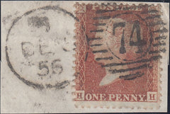 123511 1855 DIE 2 1D PL.18 L.C.14 (SPEC C6)(HH) ON DATED PIECE.