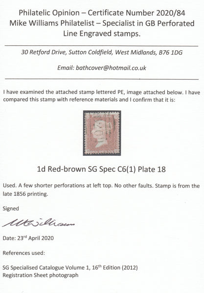 123531 1855 DIE 2 1D PL.18 L.C.14 (SPEC C6)(PE).
