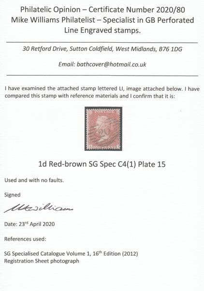 123535 1855 DIE 2 1D PL.15 S.C.16 (SG21)(LI).