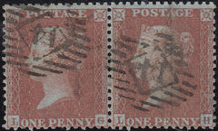 123538 1855 DIE 2 1D PL.16 HORIZONTAL PAIR S.C.14 (SG24) LETTERED LG LH.