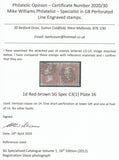 123538 1855 DIE 2 1D PL.16 HORIZONTAL PAIR S.C.14 (SG24) LETTERED LG LH.