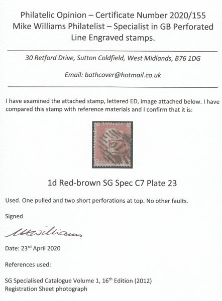 123561 1855 DIE 2 'C7 ABNORMAL' PL.23 (ED)(ALP III WMK SMALL CROWN).