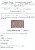 123567 1855 DIE 2 'C7 ABNORMAL' PL.25 (ALP III WMK SMALL CROWN) HORIZONTAL PAIR LETTERED MI MJ.