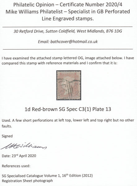 123570 1855 DIE 2 1D PL.13 S.C.14 (SG24)(OG).