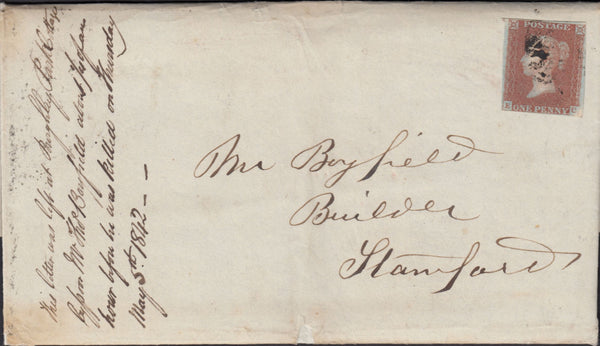 123576 1842 MAIL BIRMINGHAM TO STAMFORD WITH SUPERB PRINTED CONTENTS DETAILING IMPORTANT SALE OF VARIOUS WOODS INCLUDING ZEBRA WOOD.