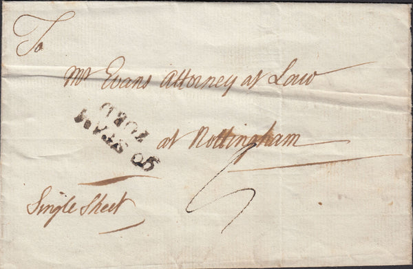 123600 CIRCA 1786 MAIL STAMFORD TO NOTTINGHAM WITH '90 STAM/FORD' FIRST TYPE MILEAGE MARK (LI993).