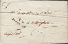 123600 CIRCA 1786 MAIL STAMFORD TO NOTTINGHAM WITH '90 STAM/FORD' FIRST TYPE MILEAGE MARK (LI993).