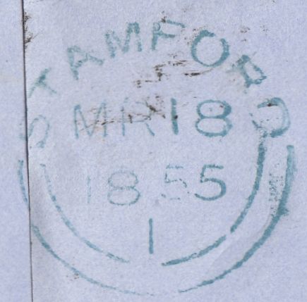 123656 1855 MAIL STAMFORD TO LONDON WITH 1D PL.202 S.C.14 (SG22) LETTERED PG WITH EXCELLENT CONSTANT VARIETY.
