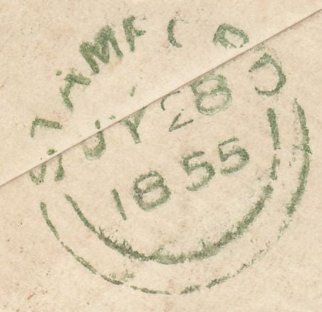 123657 1855 MAIL STAMFORD TO NORTHAMPTON WITH 'BARNACK' UDC.