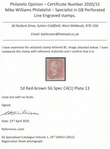 123675 1855 DIE 2 1D PL.13 S.C.16 (SG21)(BF).