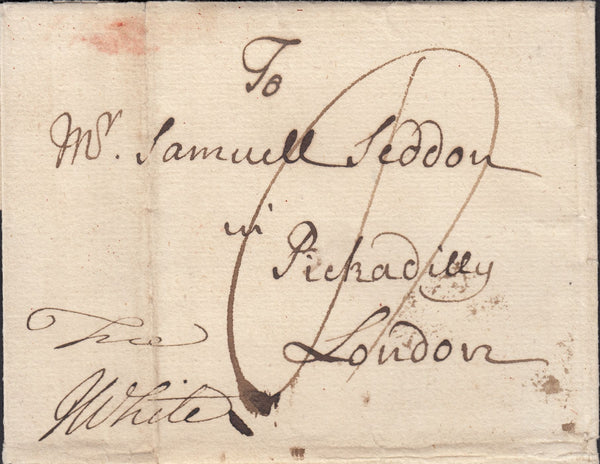 123702 1750 MAIL STAMFORD TO LONDON WITH UNRECORDED 'STAM/FORD' HAND STAMP.