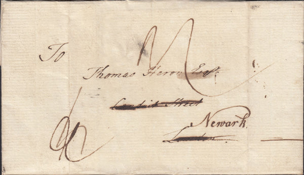 123710 1774 MAIL STAMFORD TO LONDON, REDIRECTED TO NEWARK WITH 'STAMFORD' HAND STAMP (LI987).