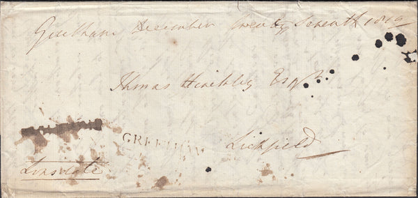 123724 1810 ABUSE OF FREE MAIL FROM GREETHAM (RUTLAND) TO LICHFIELD WITH 'GREETHAM' HAND STAMP (RU2).
