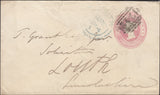 123776 1854 1D PINK ENVELOPE STAMFORD TO LOUTH WITH 'KETTON' UDC.