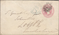 123776 1854 1D PINK ENVELOPE STAMFORD TO LOUTH WITH 'KETTON' UDC.