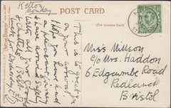 123785 1913 MAIL KETTON (RUTLAND) TO BRISTOL WITH 'KETTON/STAMFORD' DATE STAMP.