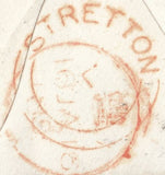 123829 1852 MAIL STAMFORD TO CRIEFF (SCOTLAND) WITH 'CR' (CALEDONIAN RAILWAY) HAND STAMP AND 'STRETTON' UDC.