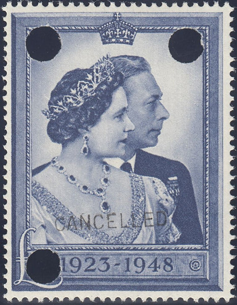 123882 1948 £1 ROYAL SILVER WEDDING (SG494) 'CANCELLED' TYPE 34P (SPEC.QCom11t).