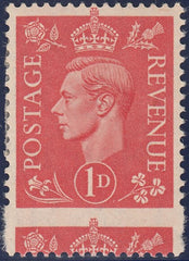123951 1941 1D PALE SCARLET (SG486) IMPERFORATE AT FOOT.