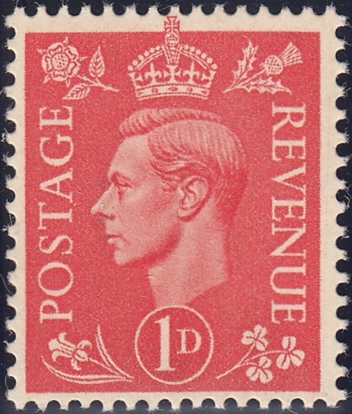 123958 1941 1D PALE SCARLET (SG486) DOUBLE PAPER EX PAPER JOIN.