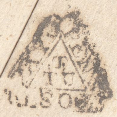 123989 1750 MAIL USED IN LONDON WITH TEMPLE DOCKWRA HAND STAMP (L357).