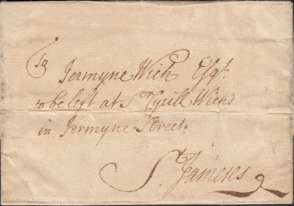 124030 CIRCA 1706 ST PAUL'S OFFICE DOCKWRA HAND STAMP TYPE 2 (L346).